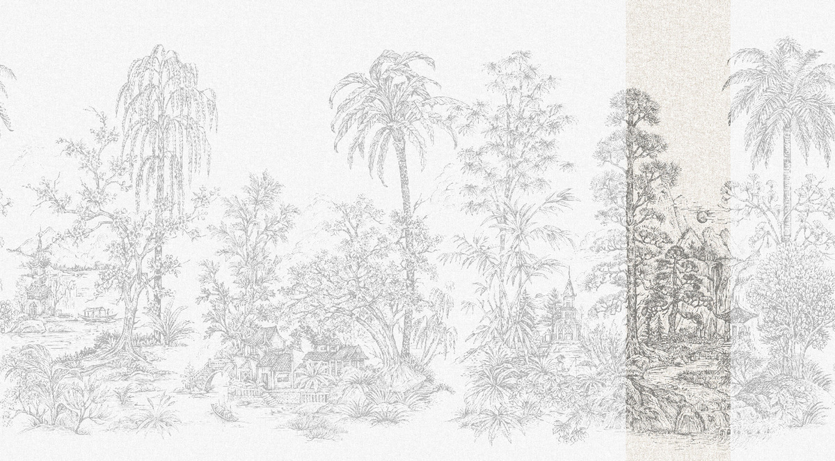 Jannelli & Volpi Mural Mandalay Tapete Floral in White Black aus Vinyl und Textil - Bild 1