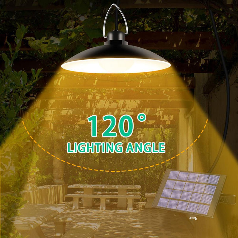 TOMTOP JMS Solarbetriebene Pendelleuchte in Schwarz mit verstellbarem Panel und Dämmerungssensor, IP65 wasserdicht für den Garten - Bild 2