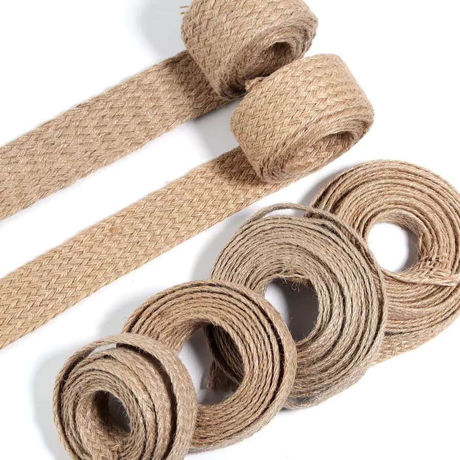 Flache geflochtene Juteschnur aus natürlichem Hanf in Beige oder Braun für dein DIY-Handwerk und Home Decor - Bild 2