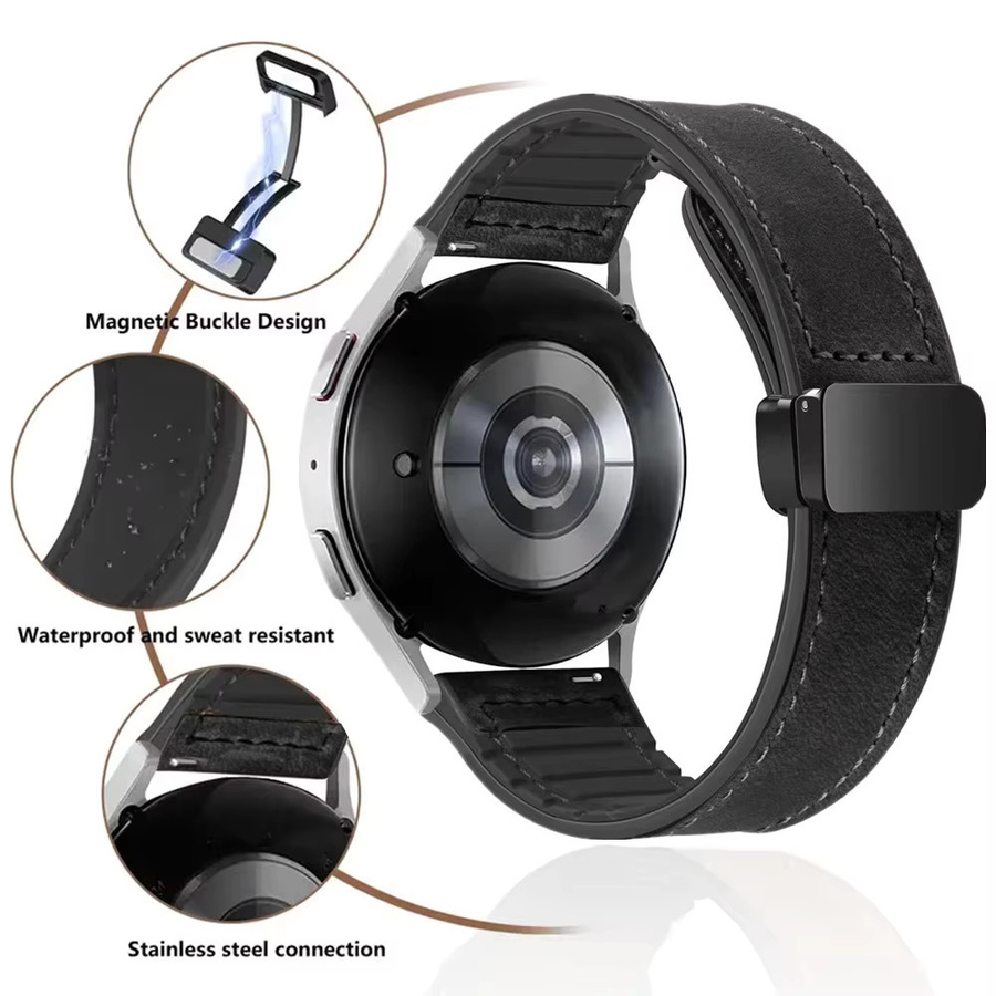 Amazfit Uhrenarmband, Silikon, Leder, Schwarz, Unisex - Bild 2