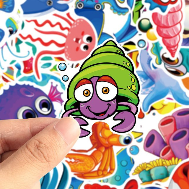 Rspctou Kawaii Meerestiere Cartoon Aufkleber, Wasserdicht, Multicolor - Bild 1