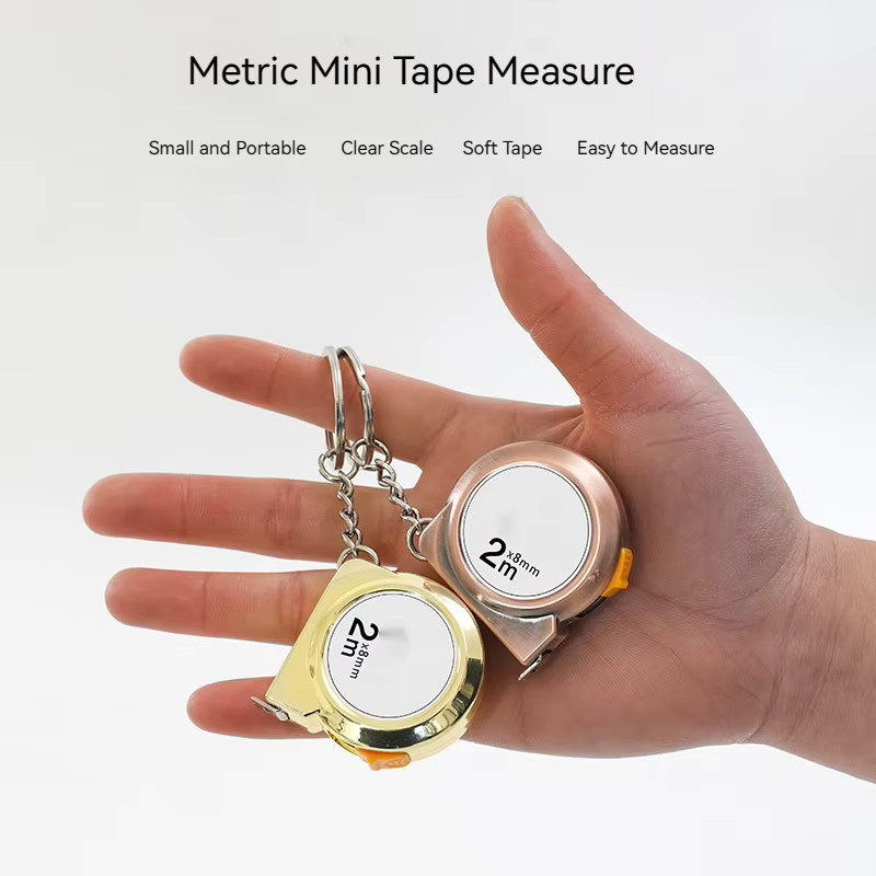EDC Mini-Schlüsselanhänger-Maßband aus Stahl in Gold, 2 m Mehrzweck-Stahlbandmaß - Bild 2