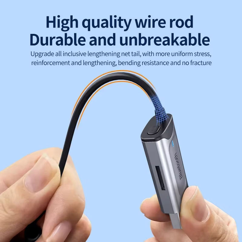 VIKEFON Bluetooth 5.3 Empfänger Stereo Wireless Car Audio-Adapter mit USB und 3,5 mm Klinke AUX, Silber - Bild 3
