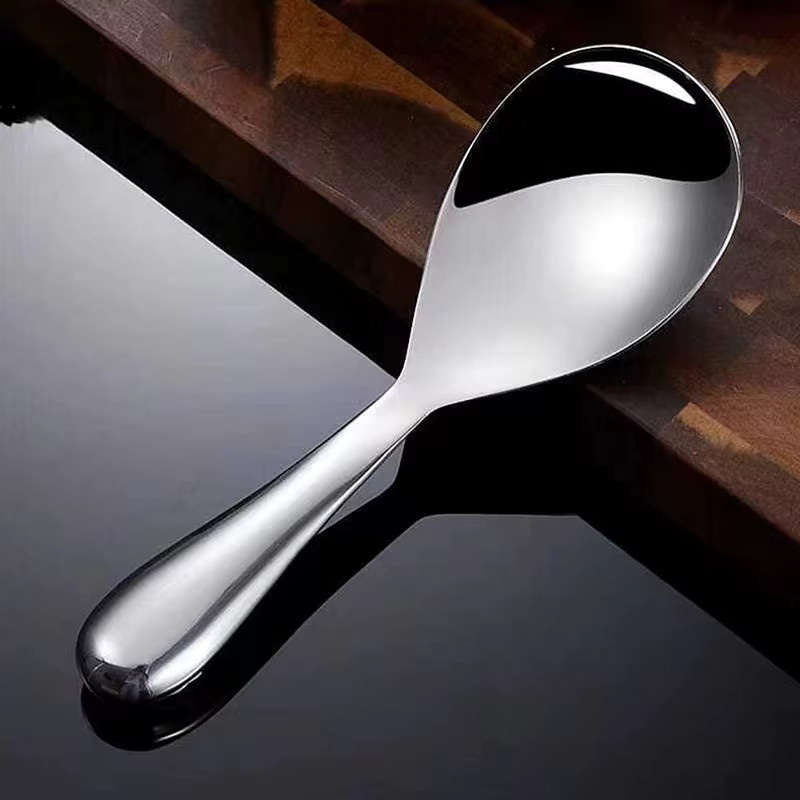 HUXUAN Reislöffel aus Edelstahl in Silber, ovaler Servierlöffel für die Küche - Bild 5