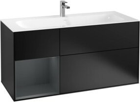 V&B Waschtischunterschrank Finion mit Wandbeleuchtung, Blau lackiert, B: 119,6 cm, T: 49,8 cm - Bild 1
