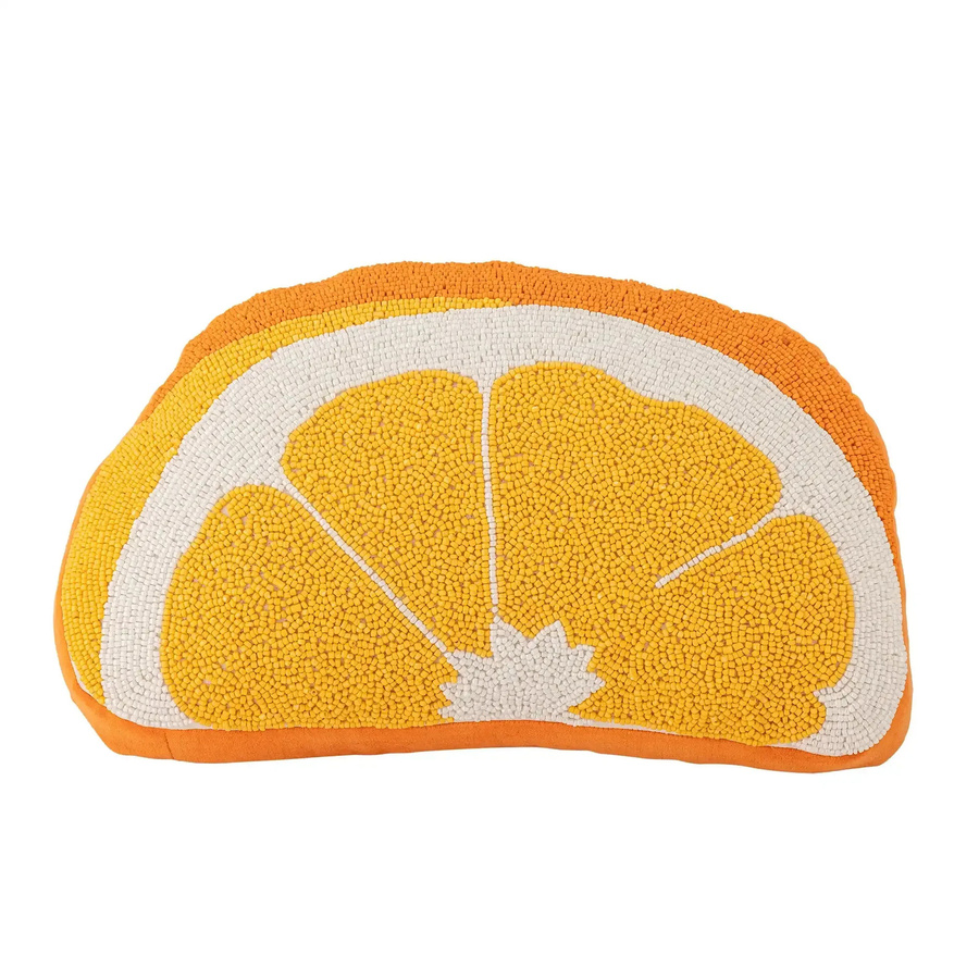 Bloomingville Kissen Navelina aus Baumwolle in Gelb mit Orangenmuster, Breite: 38 cm - Bild 1