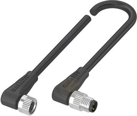 Balluff BCC02T6 Verteilerleitung mit gewinkelter Buchse und gewinkeltem Stecker, 3 Polzahl, Schwarz, Länge: 0,30 m - Bild 1