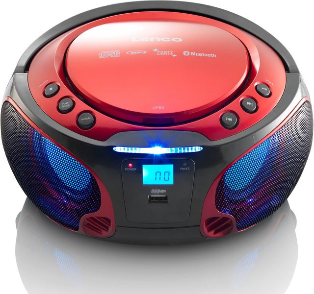 Lenco SCD-550RD Tragbares FM-Radio mit CD/MP3-Player, Bluetooth und USB-Anschluss in Rot - Bild 1