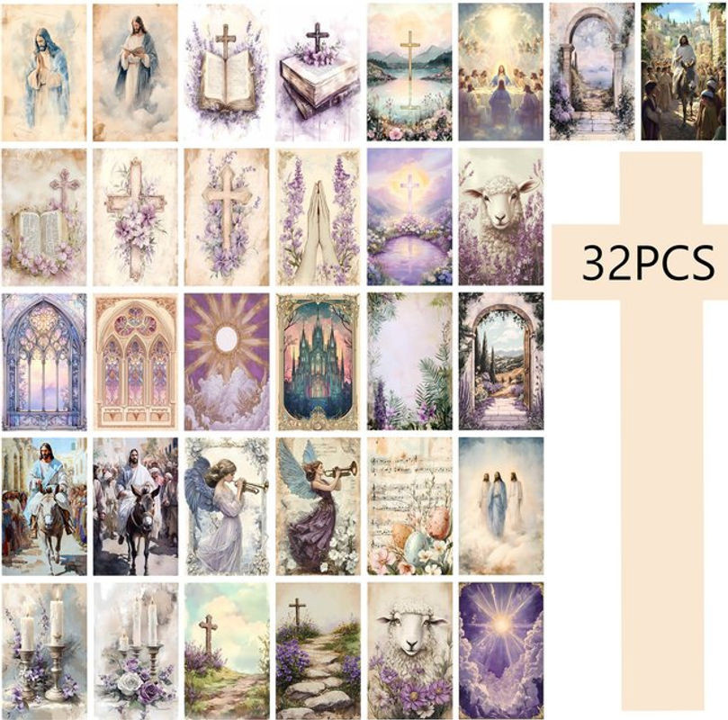 32 Stück Art Girl Postkarten im Vintage-Stil mit floralem Design, mehrfarbig, aus Papier - Bild 1