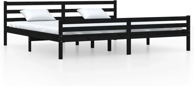 vidaXL Massivholzbett aus Kiefernholz in Schwarz, Modernes Design, B/T: 200 x 200 cm - Bild 1