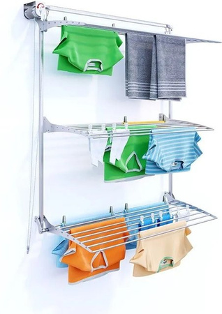 Foxydry Wand Wäscheständer mit 3 Ebenen in Grau, Breite: 128 cm