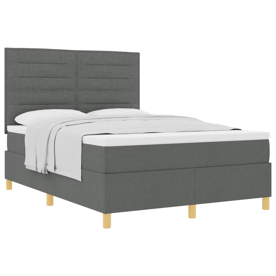 vidaXL Boxspringbett mit Matratze und Taschenfederkern in Grau, B/T/H: 160 x 200 x 280 cm - Bild 2