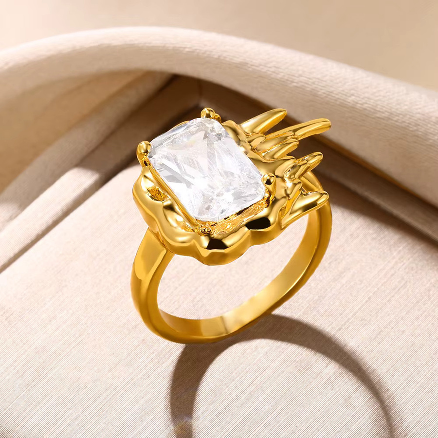 HPTOTMG Ringe Edelstahl, 18 Karat vergoldet, Zirkonia, Damen - Bild 2