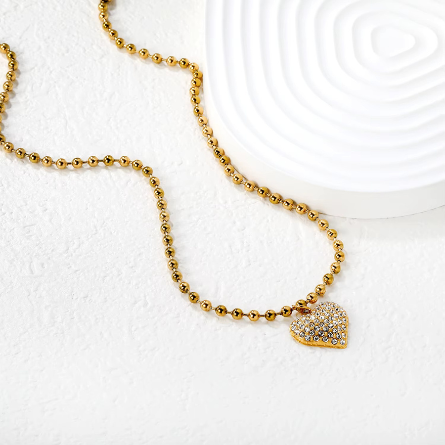 LUXUSTEEL Halskette, Edelstahl, Gold, Perle, Zirkonia, Kinder - Bild 1