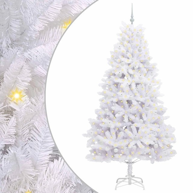 vidaXL Künstlicher Weihnachtsbaum Weiß mit LED-Beleuchtung, Höhe: 240 cm - Bild 1