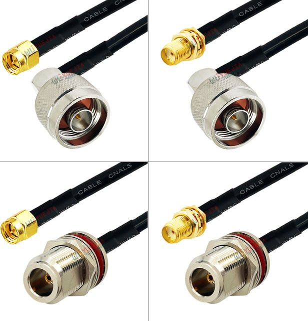 WUYUEJIA RG-58/U Koaxial-Verlängerungskabel mit SMA Stecker und L16 N 90 Grad Winkeladapter in Schwarz - Bild 1
