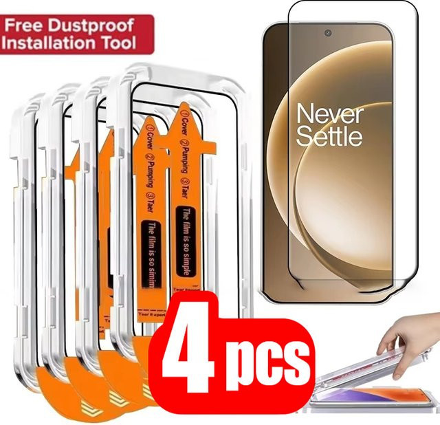 4 Stück OnePlus Displayschutzfolie aus Glas, transparent, passend für OnePlus 15, 13, 12, 11, 10, 9, 8 Pro, Nord 4, 3, 6, Ce5, Ce6, Ce5 - Bild 1