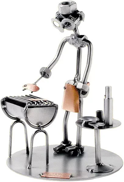 Hinz & Kunst Schraubenmännchen Mann mit Grill aus Metall in Silber - Bild 1