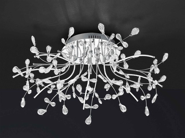 Dimmbare Deckenleuchte aus Chrom und Glas in Silber mit transparentem Kristall-Design - Bild 1