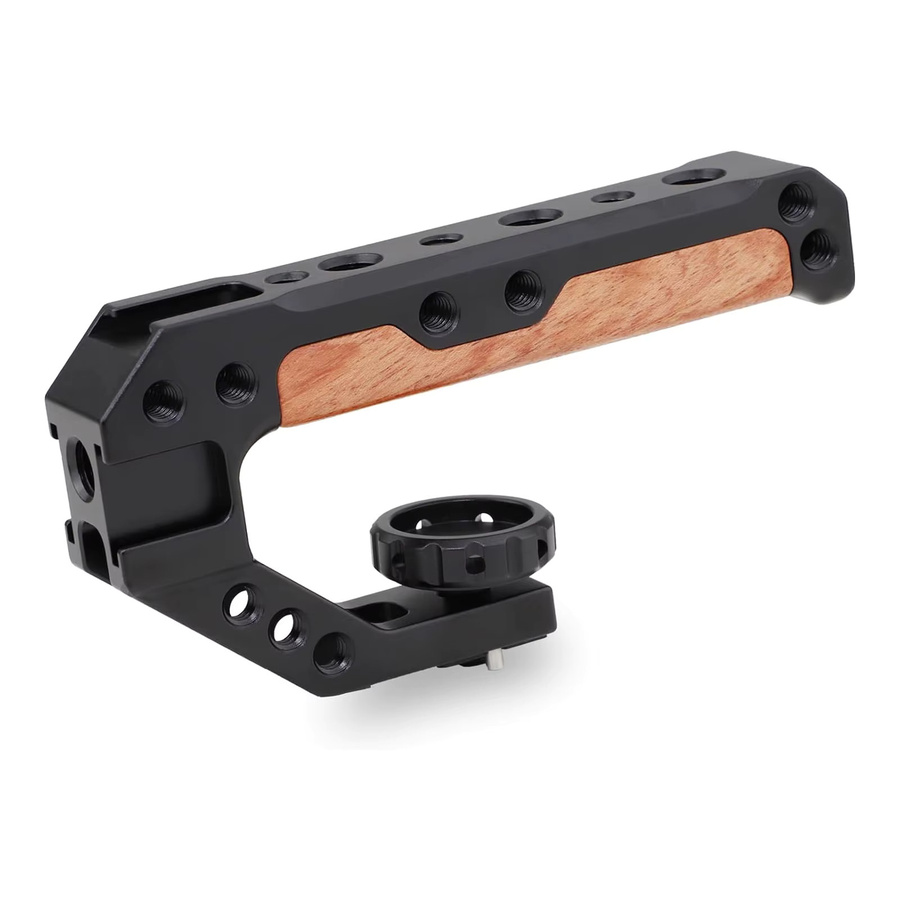 Probty Holzgriff für DSLR-Kamera in Braun mit 1/4" und 3/8" Gewindebohrungen und Positionierstiften für ARRI-Kamerakäfige - Bild 2
