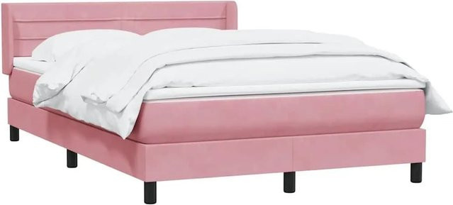 vidaXL Boxspringbett mit Matratze aus Samt in Rosa, B/T/H: 140 x 210 x 78 cm - Bild 1