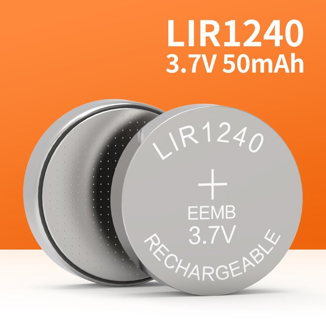 EEMB Lir1240 wiederaufladbare Lithium-Knopfbatterie 3,7 V 50 mAh in Silber für Bluetooth-Kopfhörer und Hörgeräte - Bild 1