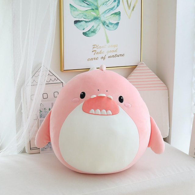 Hai-Kuschelkissen Plüschtier, Blau, Rosa / Pink - Bild 1