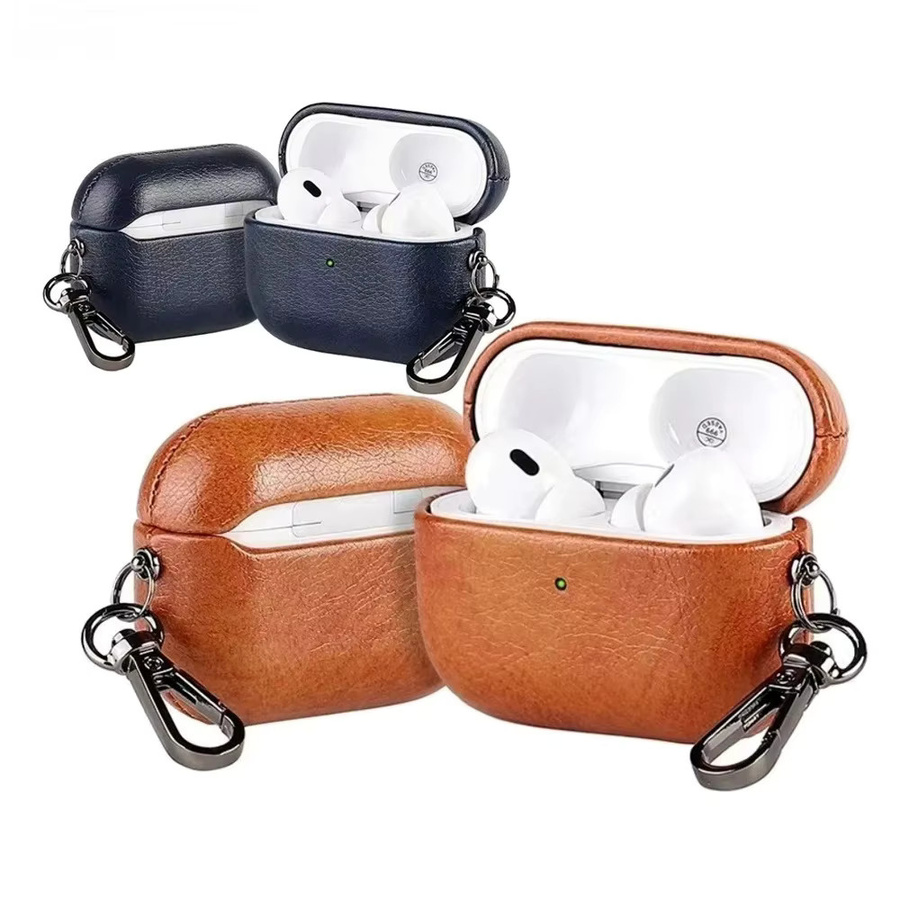 Luxus Ölwachs Crazy Horse Leder Hülle für Apple AirPods Pro, AirPods 4 3 2 1, Business Kopfhörerschutzhülle in Braun oder Schwarz - Bild 5