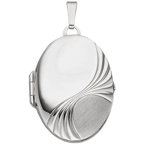 Colfem Medaillon Anhänger, oval, 925 Sterling Silber, rhodiniert, Unisex - Bild 1