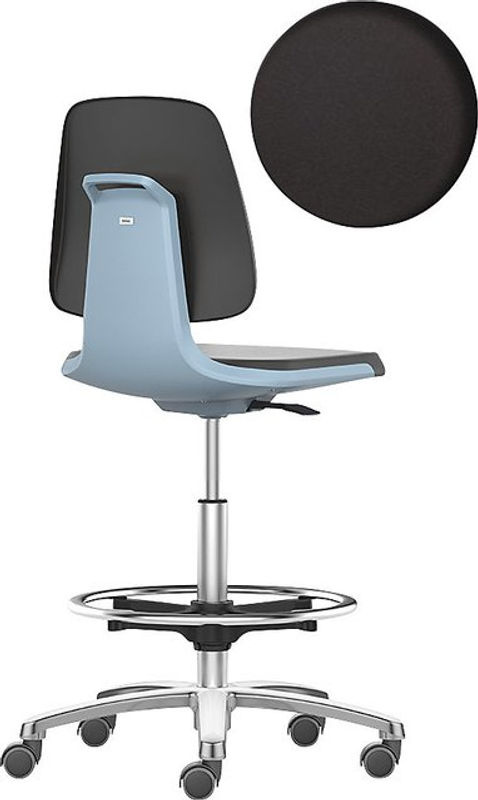 Bimos Arbeitsdrehstuhl Labsit mit Skintec-Polster, Rollen und Fußring, blau, B/T/H: 45 x 42 x 56 - 81 cm - Bild 2