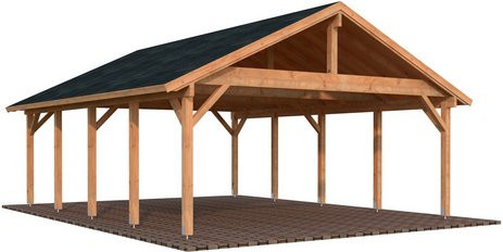 Palmako Carport Robert aus Fichtenholz mit Satteldach, Hellbraun, B/T/H: 637 x 764 x 363 cm - Bild 3