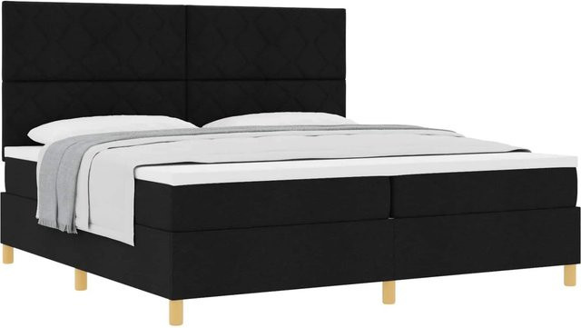vidaXL Boxspringbett mit Matratze und Taschenfederkern in Schwarz, B/T: 200 x 200 cm - Bild 1