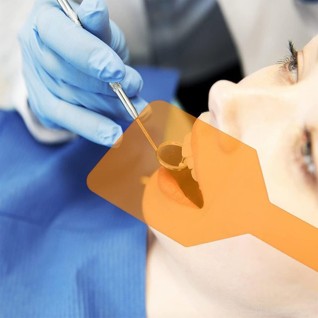 Orange Dental Photopolymerisation Augenschutz aus Kunststoff mit Blockierplatte, Breite: 24,0 cm, Tiefe: 12,5 cm - Bild 1