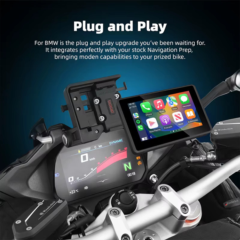 Wasserdichtes IPX7 GPS-Navigationsgerät mit kabellosem CarPlay und Android Auto für BMW Motorräder, Farbe: Schwarz - Bild 5
