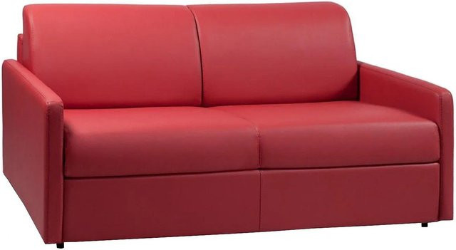 Vente-unique Schlafsofa Calife in Rot mit Kunstlederbezug und Schaumstoffpolsterung, Breite: 170 cm - Bild 1