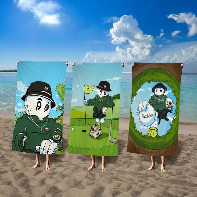 L-Leisure M-Malbones Kinder Strandtuch mit niedlichem Cartoon-Design aus saugfähiger Mikrofaser für Strand und Pool - Bild 1