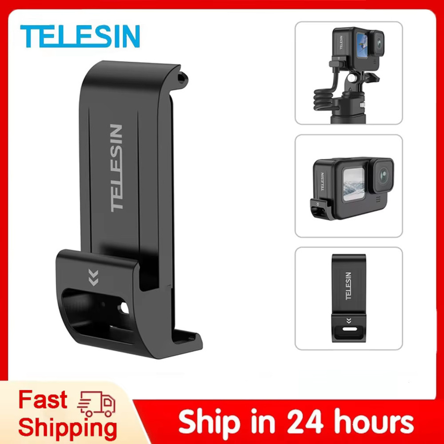 Telesin Wasserdichte Seitenabdeckung mit USB-C Ladeanschluss für GoPro Hero 12 11 10 9 in Schwarz - Bild 3