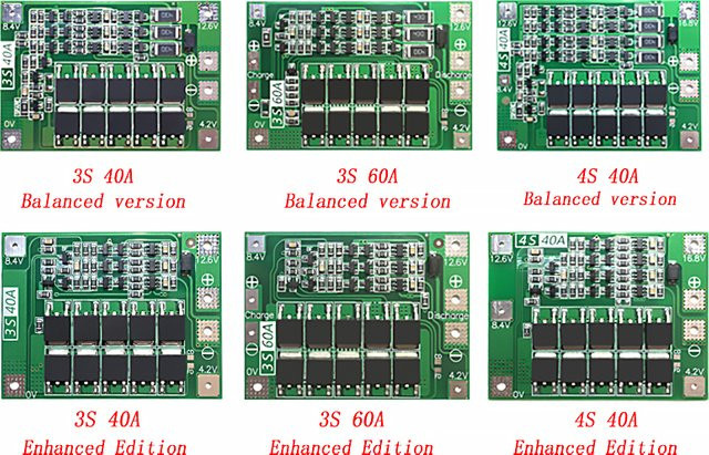 Si Tai&SH BMS Schutzplatine für Li-Ionen-Lithium-Batterien, 3s/4s 11,1V bis 16,8V, 40A/60A mit Balance-Funktion, Grün - Bild 1
