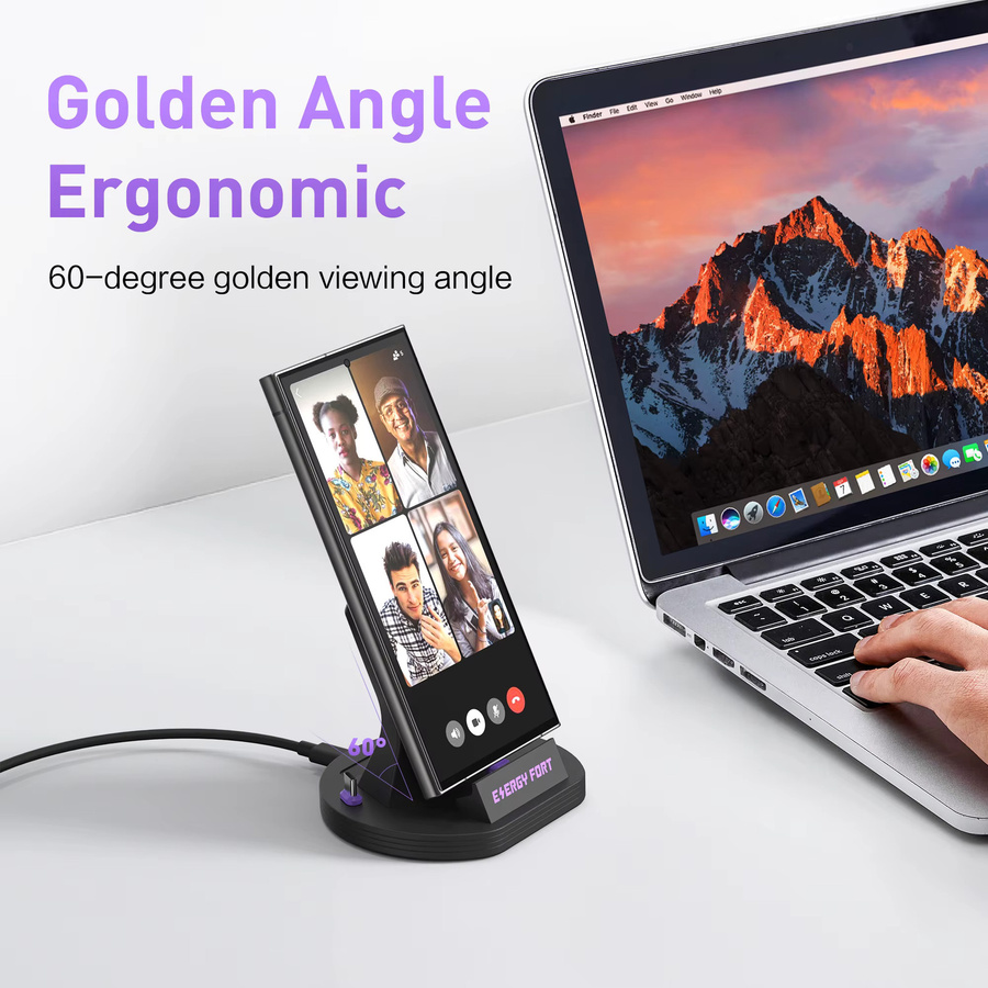 MOSHOU Magnetische USB-C Dockingstation Ladestation in Schwarz für Samsung Galaxy, Xiaomi Redmi, iPhone und Google - Bild 4