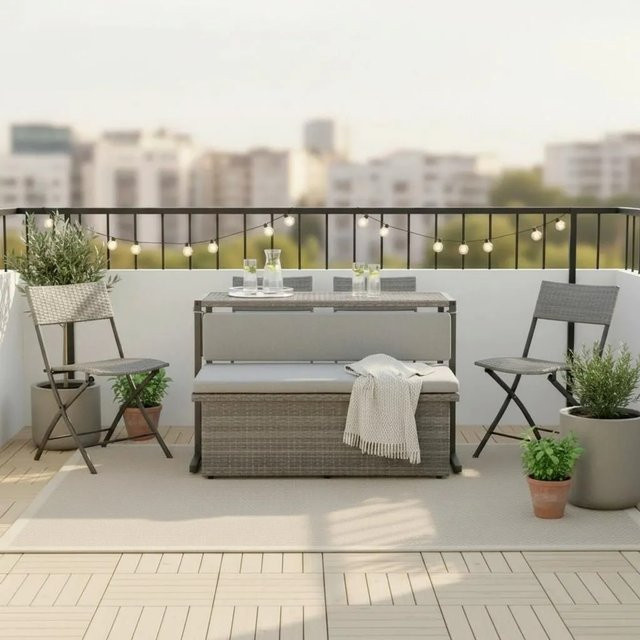 Bessagi Garden Loungeset Mario Modular in Graubraun mit Polyrattan, Metallgestell und Polsterkissen für Garten, Balkon und Terrasse - Bild 1