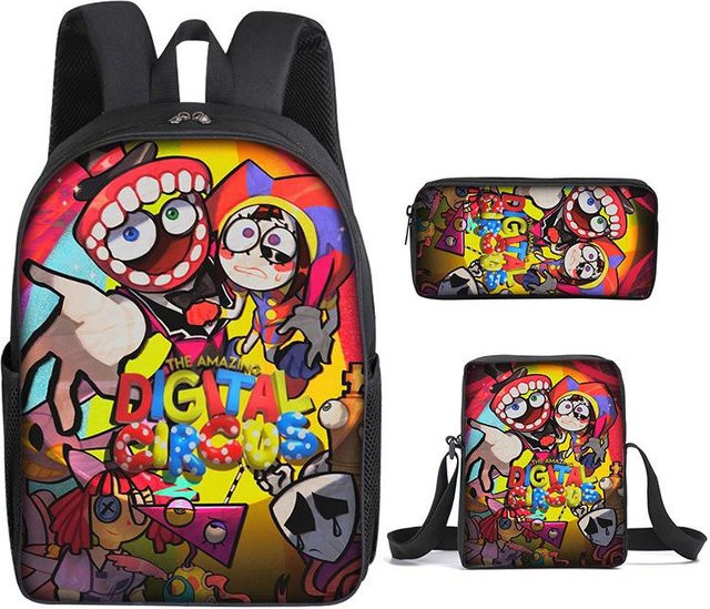 3-teiliges Schulrucksack-Set für Schüler aus Oxford-Stoff mit Schultasche, Schultergurt und Federmäppchen in Multicolour - Bild 1