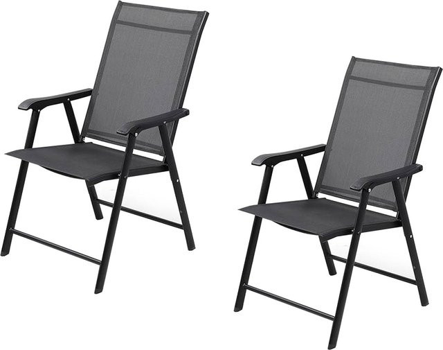 HTI-Living Gartenstühle Set aus 2 Stück in Grau mit Textilene-Bezug und Armlehnen - Bild 1