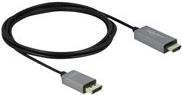 DeLOCK Video- und Audiokabel DisplayPort auf HDMI, aktiv, 4K Unterstützung, Länge: 2,0 m, Grau/Schwarz - Bild 1