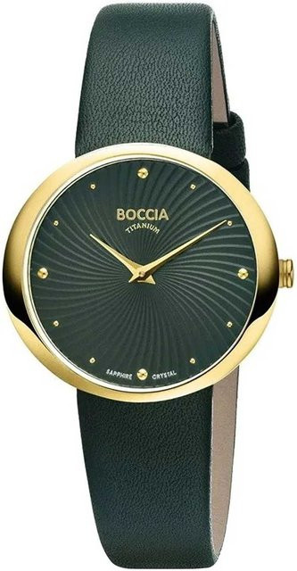 Boccia Damenuhr, Quarz, Titan, Saphirglas, 32 mm, Leder, Grün - Bild 1