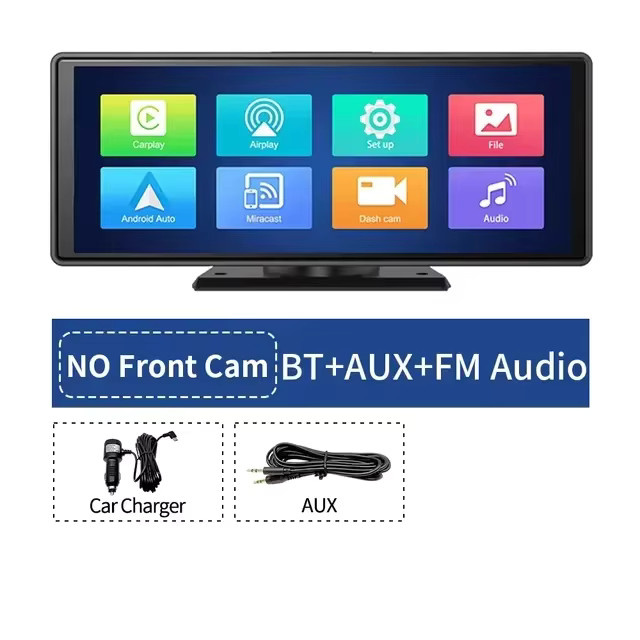 Srnubi 4K Auto Dashcam mit 10,26 Zoll Display, Carplay und Android Auto, Dual Lens Fahrrekorder mit 360 Grad Rotation, WIFI und Bluetooth, Schwarz - Bild 7