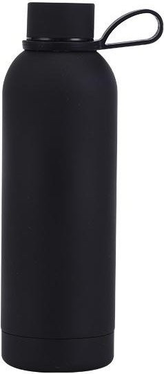 Yiran Furniture Thermobecher aus Edelstahl mit Seil und Gummilackierung, Schwarz, 500ml - Bild 1