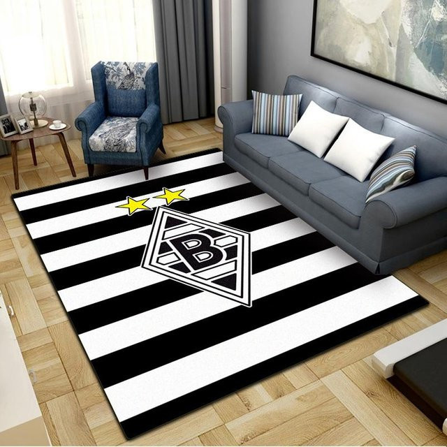 Borussia Mönchengladbach Teppich, schwarz, B/T: 80 x 120 cm, rutschfeste Bodenmatte aus Polyester für Wohnzimmer und Schlafzimmer - Bild 1