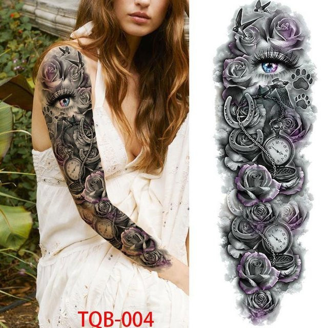 Temporäre Tattoo-Ärmel Flower Love, Unisex - Bild 1