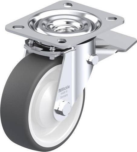 Blickle Lenkrolle L-POTH 100KA-ST mit Feststeller in Grau und Weiß, Rad-Durchmesser: 100 mm, Tragfähigkeit: 250 kg - Bild 1