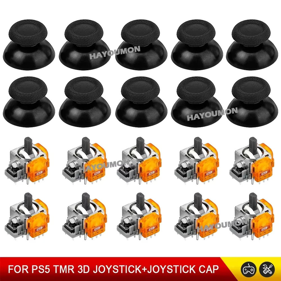 HeroAngel Ersatz-Joystick Set für PS5 Controller mit Stick-Kappen in Schwarz, 3D Analog Thumbsticks gegen Stick Drift für PlayStation Gamepads - Bild 3